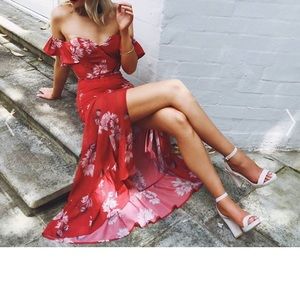 Red Floral Day Dress, New with Tags